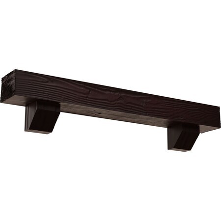 Ekena Millwork Kit w/ Ashford Corbels, Premium Cherry, 8"H x 10"D x 48"W Sandblasted Faux Wood Fireplace ManteL MANUSD08X10X48ASZY